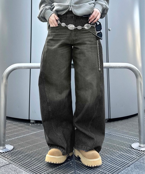 「sedacle」 加工デニムパンツ LARGE ブラック メンズ