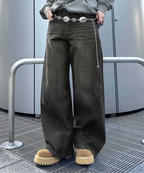 「sedacle」 加工デニムパンツ LARGE ブラック メンズ