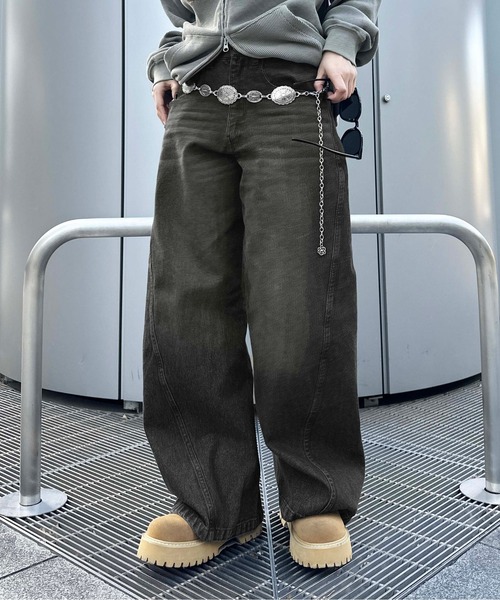 「sedacle」 加工デニムパンツ LARGE ブラック メンズ