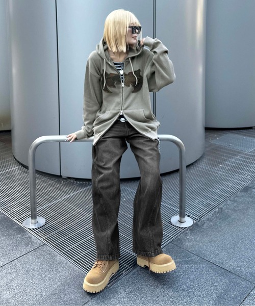 「sedacle」 加工デニムパンツ LARGE ブラック メンズ