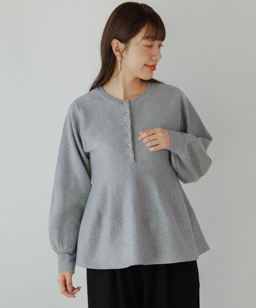 【WEB限定・洗える】シンセティックヤーンスムース ペプラムニット WEB限定・洗える】シンセティックヤーンスムース ペプラムニット