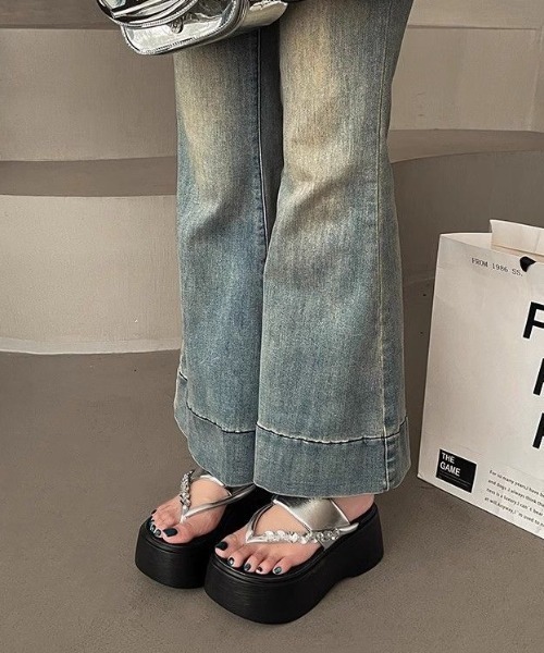 「Sibra」 フラットサンダル M シルバー レディース_画像3