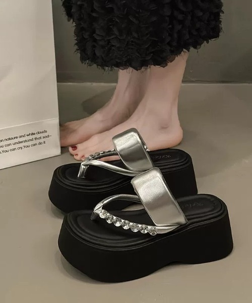 「Sibra」 フラットサンダル M シルバー レディース_画像7