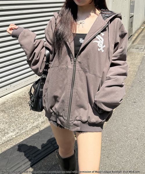 Drawer コットンバイオフィールドジャケット コート 刺繍ロゴ ブルゾン BACK TO THE FIELD ブルゾン アウター 「MLB」ロゴ刺しゅうキャンバス