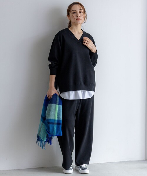 ニット セーター 「Lサイズ限定/洗える」ヴィスコースストレッチ V