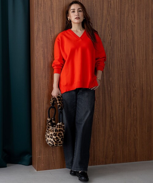 ニット セーター 「Lサイズ限定/洗える」ヴィスコースストレッチ V