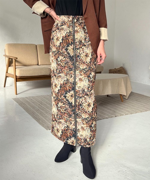 スカート ゴブラン柄 フロントジップスカート : ZOZOTOWN Yahoo!店