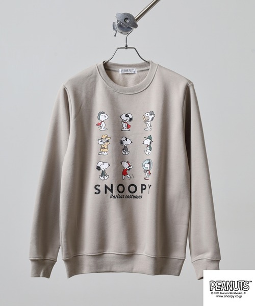 パーリーゲイツ x PEANUTS 裏起毛 スウェットトレーナーグレー系 6 PEANUTS トレーナー スウェット プリント裏起毛トレーナー メンズ