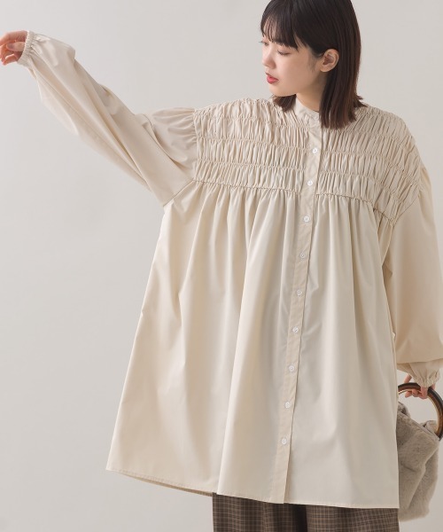 ＮＹ様、専用　【872】5分袖リボンブラウス【873】5分袖チュニック OMNES（オムネス） ブラウス シャツ ポプリンフロントシャーリング