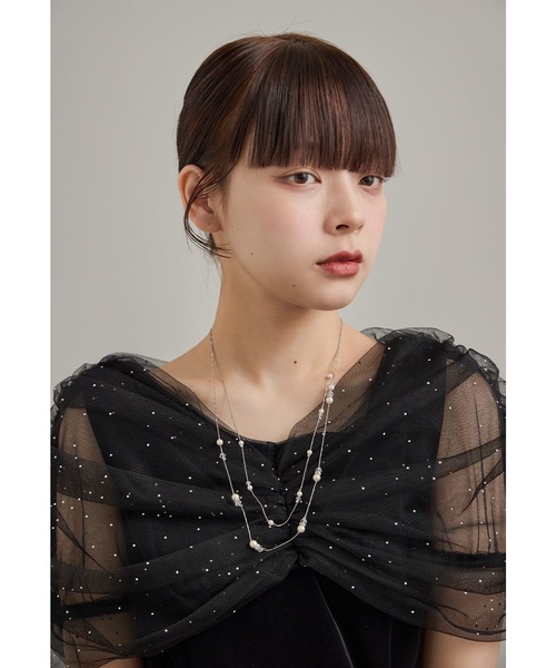 niana（ニアナ） ネックレス パールビジュー二連ネックレス ロング 