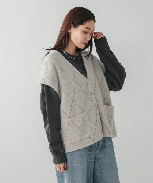 GLOBAL WORK（グローバルワーク） ベスト ジレ アソート柄シャギー