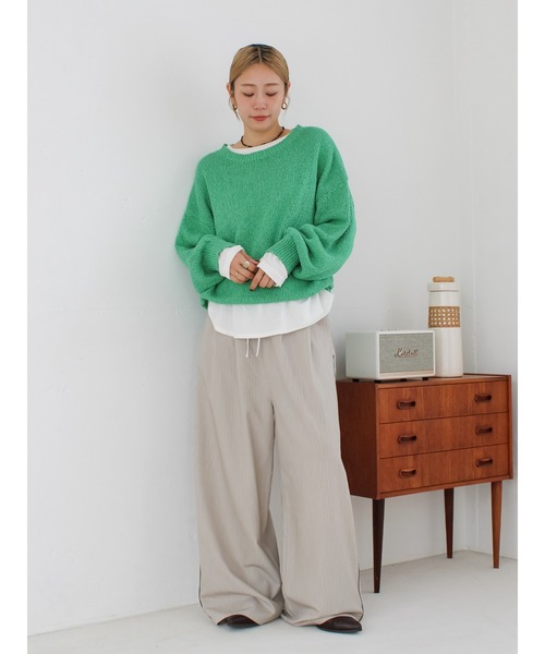 パンツ ウエストデザインラインパンツ レディース_5