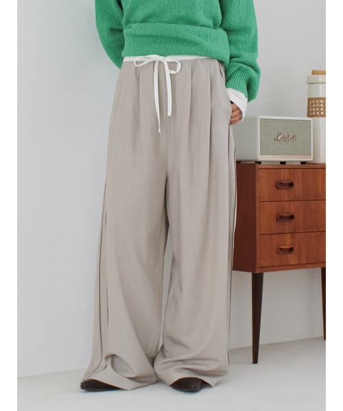 パンツ ウエストデザインラインパンツ レディース_4