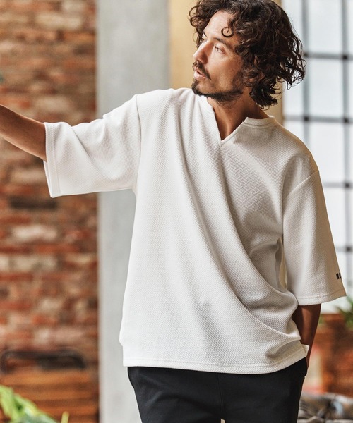 felkod（フィルコッド） tシャツ mt10138-Waffle Mesh Key Neck