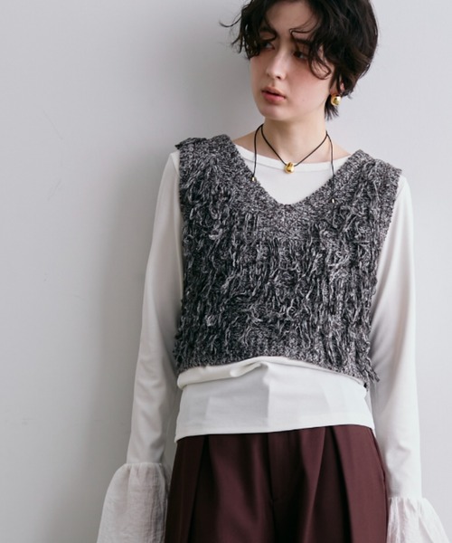Trish（トリッシュ） tシャツ ニットフリンジベスト レディース