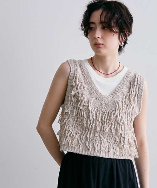Trish（トリッシュ） tシャツ ニットフリンジベスト レディース