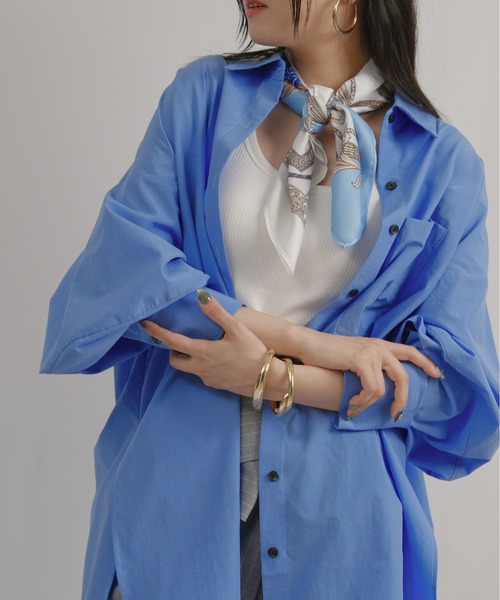 palm RICHE（ポームリシュ） ブラウス シャツ 柄スカーフ付き 