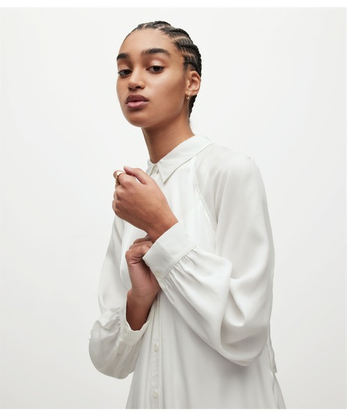 「ALLSAINTS」 シャツワンピース 2 オフホワイト レディース_画像5