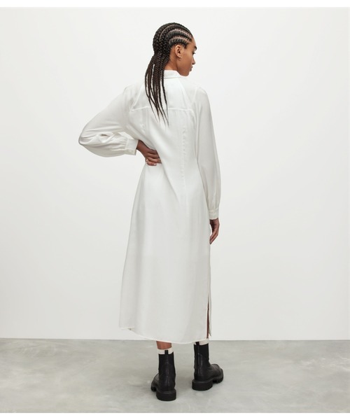 「ALLSAINTS」 シャツワンピース 2 オフホワイト レディース_画像6