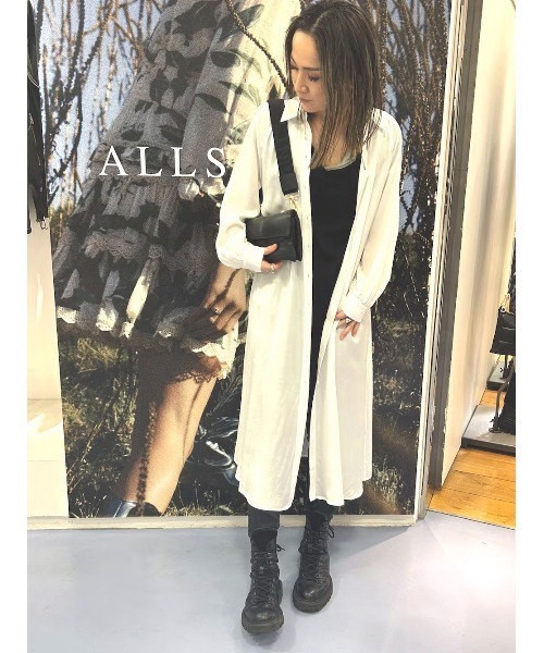 「ALLSAINTS」 シャツワンピース 2 オフホワイト レディース_画像8