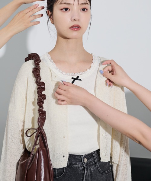 「paravion」 カーディガン FREE グレー レディース_画像4