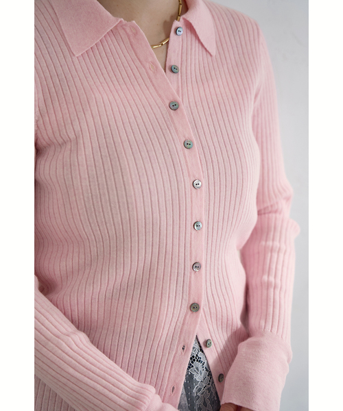 IENA（イエナ） カーディガン EXメリノリブ ポロ襟カーディガン