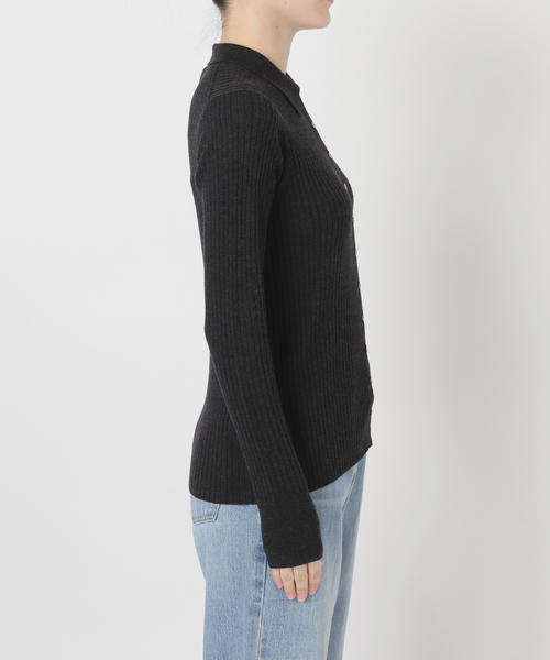IENA（イエナ） カーディガン EXメリノリブ ポロ襟カーディガン