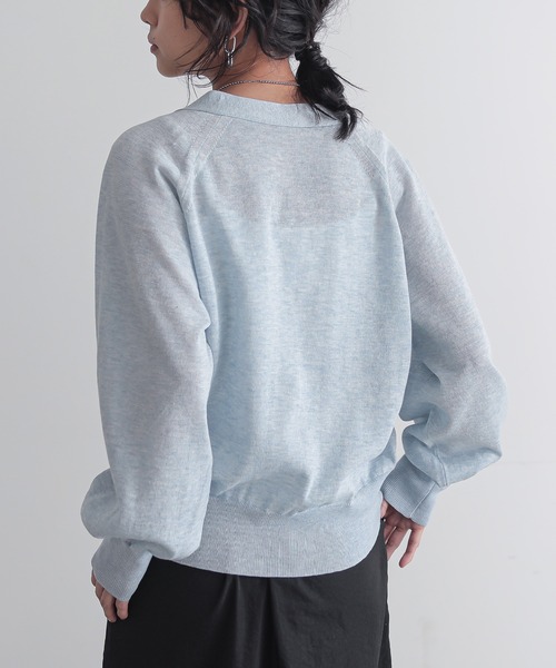「for/c」 ニットカーディガン LL チャコールグレー レディース_画像9