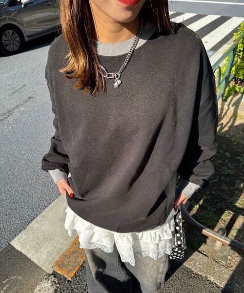 「RePRODUCTION LABEL」 長袖カットソー FREE ネイビー レディース_画像2