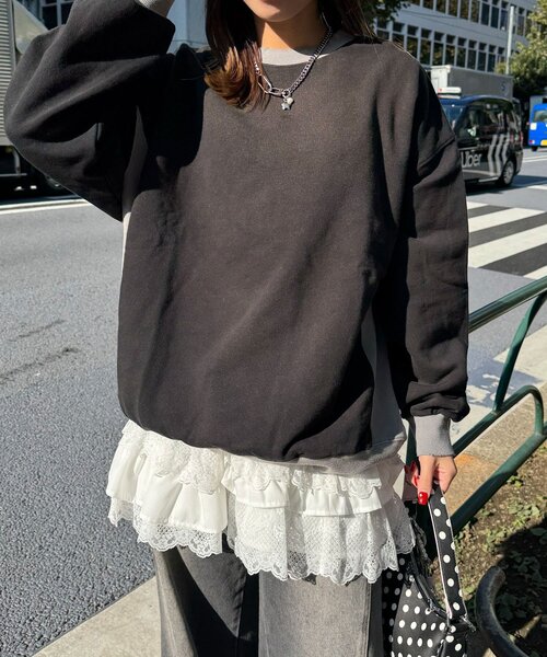 「RePRODUCTION LABEL」 長袖カットソー FREE ネイビー レディース_画像3