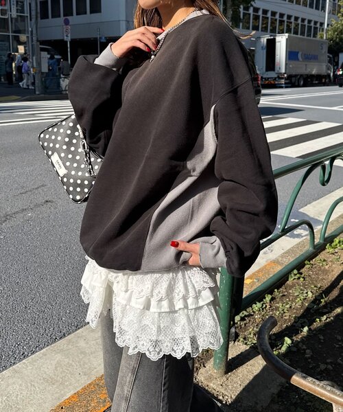 「RePRODUCTION LABEL」 長袖カットソー FREE ネイビー レディース_画像4