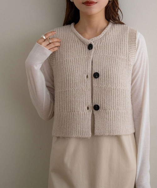 「NOAHL」 ニットベスト FREE ライトベージュ レディース_画像4