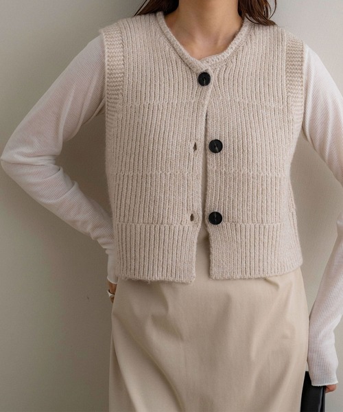 「NOAHL」 ニットベスト FREE ライトベージュ レディース_画像8