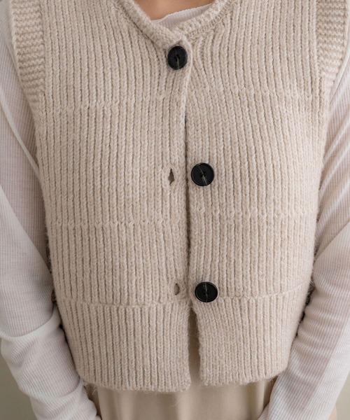 「NOAHL」 ニットベスト FREE ライトベージュ レディース_画像9