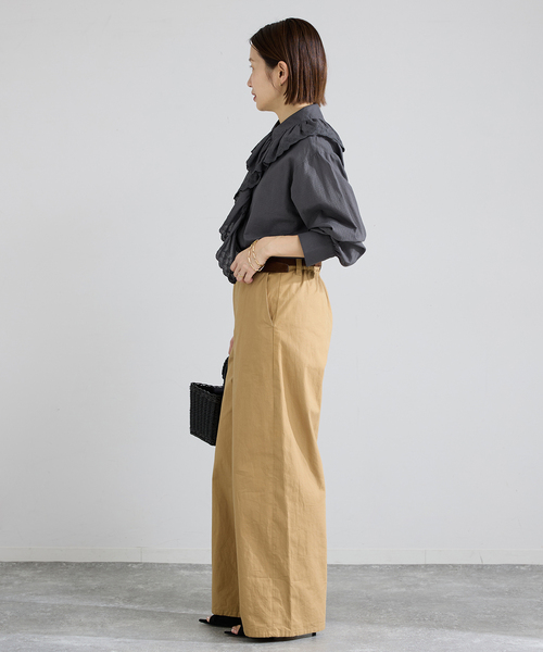 IENA 新品 ブラウス  2020ss 完売 ナチュラル 洗濯機洗い可》IENA LA BOUCLE コットンサテンシャツ（シャツ/ブラウス