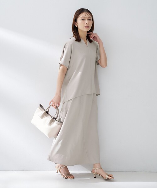 uvカット ブラウス シャツ 「UV/接触冷感/セットアップ可」リラクシーキーVネックブラウス レディースの画像