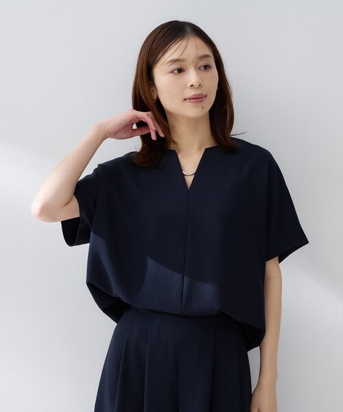 uvカット ブラウス シャツ 「UV/接触冷感/セットアップ可」リラクシーキーVネックブラウス レディースの画像