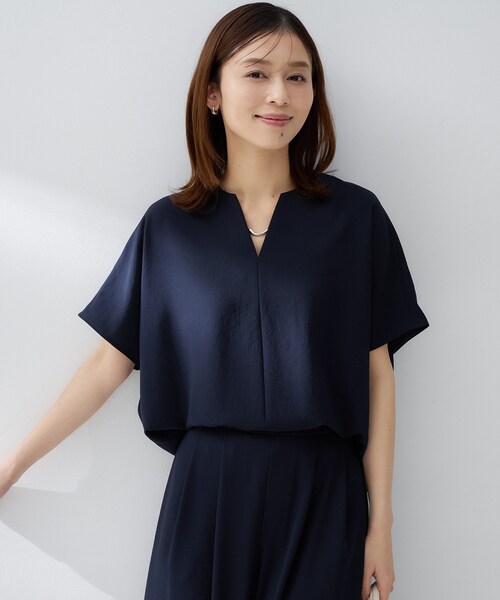 uvカット ブラウス シャツ 「UV/接触冷感/セットアップ可」リラクシーキーVネックブラウス レディースの画像