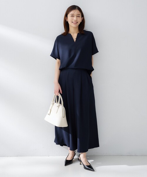 uvカット ブラウス シャツ 「UV/接触冷感/セットアップ可」リラクシーキーVネックブラウス レディースの画像