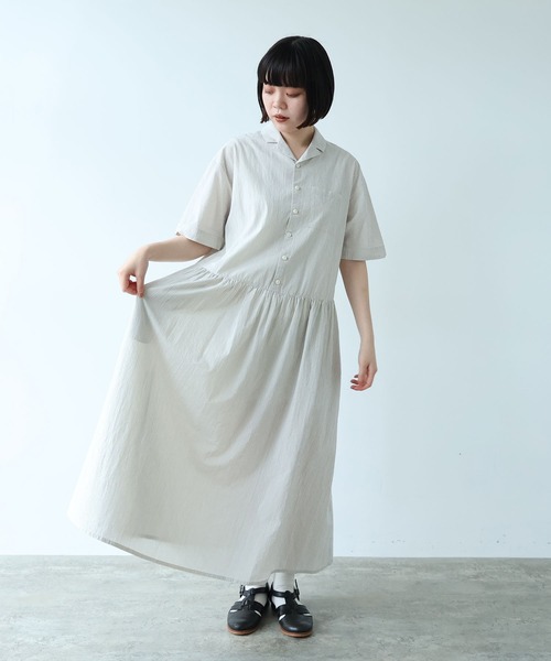 bulle de savon（ビュルデサボン） ワンピース cord voil stripe 開襟
