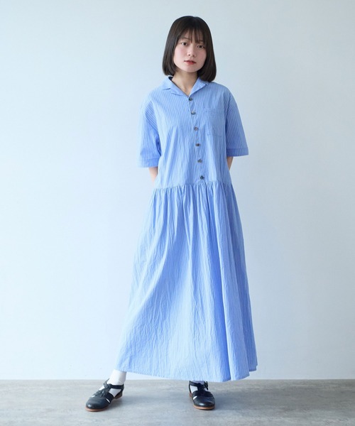 bulle de savon（ビュルデサボン） ワンピース cord voil stripe 開襟