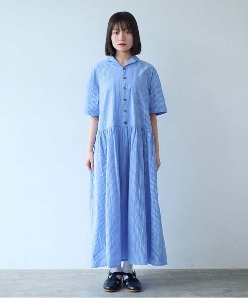 bulle de savon（ビュルデサボン） ワンピース cord voil stripe 開襟