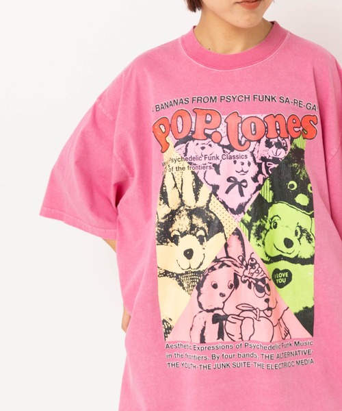 ボーダーズアットバルコニー Tシャツ カットソー プリント 半袖 38 ピンク BORDERS at BALCONY - ボーダーズアットバルコニー RUFFLED TEE 袖