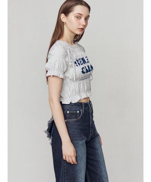 ジーンズ デニム デニムパンツ 「SNSで話題！」バックリボンルーズジーンズ レディースの画像