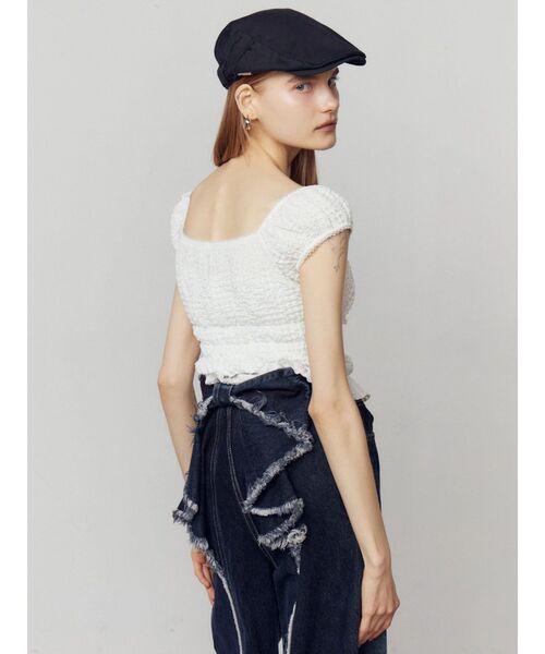 ジーンズ デニム デニムパンツ 「SNSで話題！」バックリボンルーズジーンズ レディースの画像
