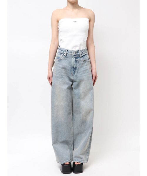 ジーンズ デニム デニムパンツ 「SNSで話題！」バックリボンルーズジーンズ レディースの画像