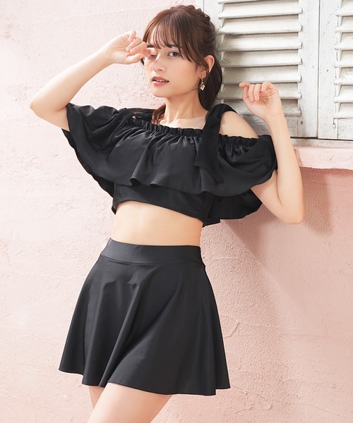 Honeys（ハニーズ） 水着 水着2点セット／肩リボン レディース