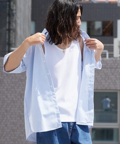 ROOP TOKYO タンクトップ ワッフル生地タンクトップ 無地 ノースリーブ