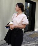 ブラウス シャツ バルーンリボンブラウス レディースの詳細画像2