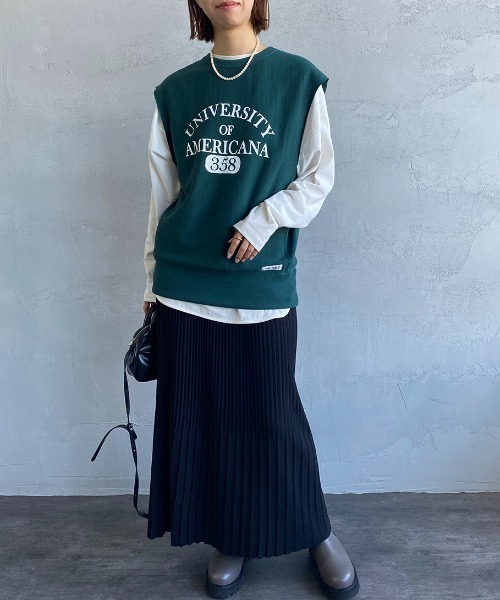 「AMERICANA」 スウェットカットソー ONE SIZE グリーン レディース_画像2